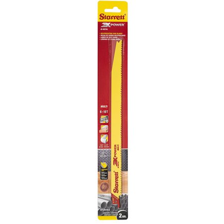 STARRETT 3X Power - Multi-Purpose Bi-Metal, Reciprocating Blades, 12" X 3/4 X .050 X 6-10 Tpi, 2 Pack BT12610-2